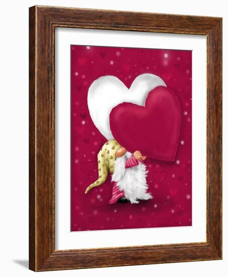 Valentine Gnome with Heart-MAKIKO-Framed Giclee Print