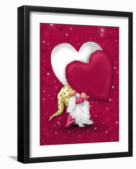 Valentine Gnome with Heart-MAKIKO-Framed Giclee Print