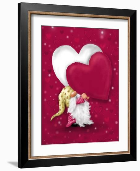 Valentine Gnome with Heart-MAKIKO-Framed Giclee Print