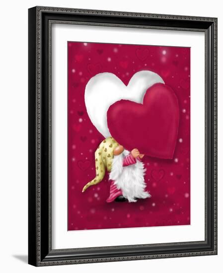 Valentine Gnome with Heart-MAKIKO-Framed Giclee Print