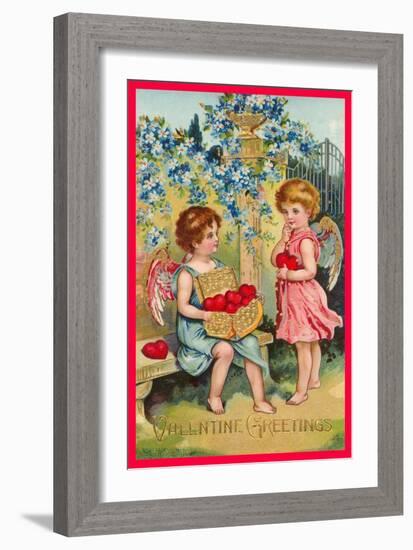 Valentine Greetings, Angels with Hearts-null-Framed Art Print