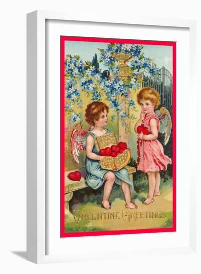 Valentine Greetings, Angels with Hearts-null-Framed Art Print