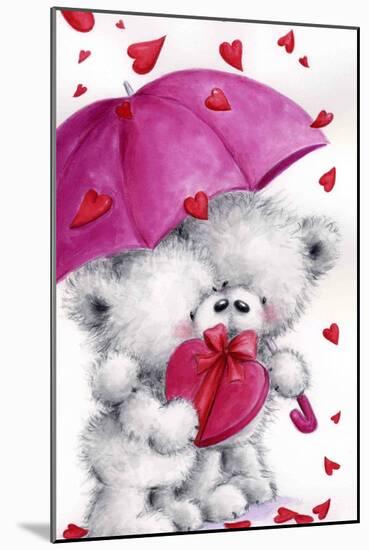 Valentine Grey Bears-MAKIKO-Mounted Giclee Print