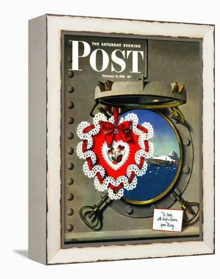 "Valentine's Day at Sea," Saturday Evening Post Cover, February 13, 1943-John Atherton-Framed Premier Image Canvas