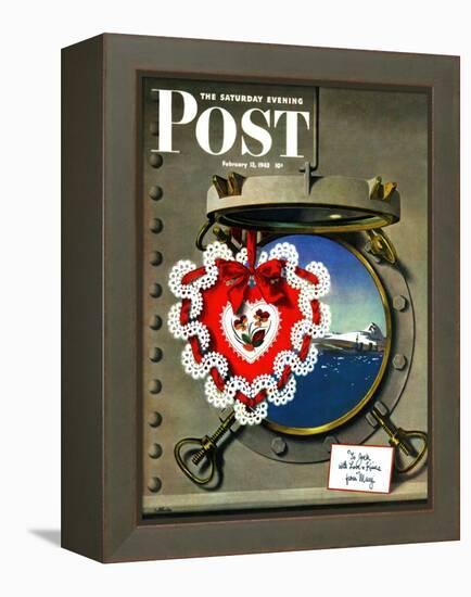 "Valentine's Day at Sea," Saturday Evening Post Cover, February 13, 1943-John Atherton-Framed Premier Image Canvas