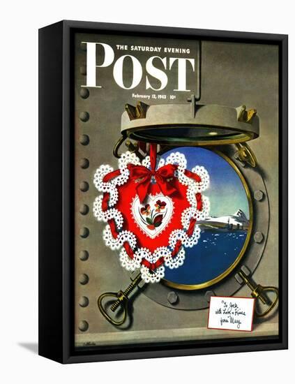 "Valentine's Day at Sea," Saturday Evening Post Cover, February 13, 1943-John Atherton-Framed Premier Image Canvas