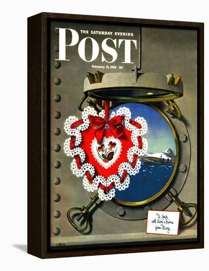 "Valentine's Day at Sea," Saturday Evening Post Cover, February 13, 1943-John Atherton-Framed Premier Image Canvas