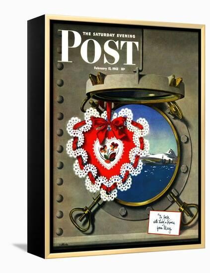 "Valentine's Day at Sea," Saturday Evening Post Cover, February 13, 1943-John Atherton-Framed Premier Image Canvas