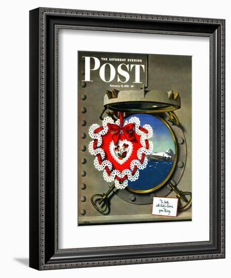 "Valentine's Day at Sea," Saturday Evening Post Cover, February 13, 1943-John Atherton-Framed Giclee Print