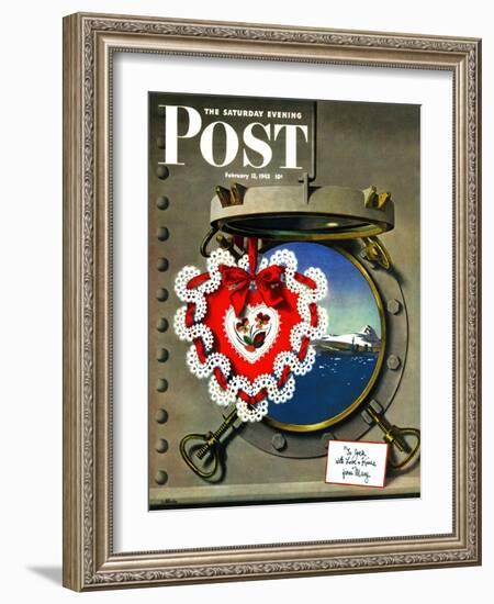 "Valentine's Day at Sea," Saturday Evening Post Cover, February 13, 1943-John Atherton-Framed Giclee Print