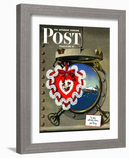 "Valentine's Day at Sea," Saturday Evening Post Cover, February 13, 1943-John Atherton-Framed Giclee Print