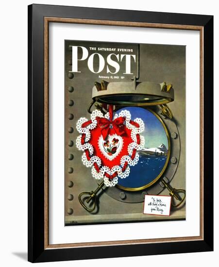 "Valentine's Day at Sea," Saturday Evening Post Cover, February 13, 1943-John Atherton-Framed Giclee Print