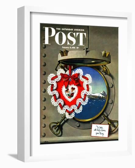 "Valentine's Day at Sea," Saturday Evening Post Cover, February 13, 1943-John Atherton-Framed Giclee Print