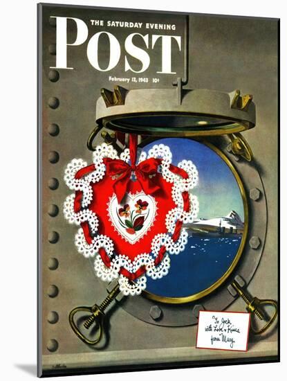 "Valentine's Day at Sea," Saturday Evening Post Cover, February 13, 1943-John Atherton-Mounted Giclee Print