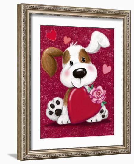 Valentine's Dog-MAKIKO-Framed Giclee Print