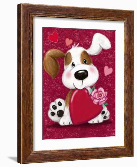 Valentine's Dog-MAKIKO-Framed Giclee Print