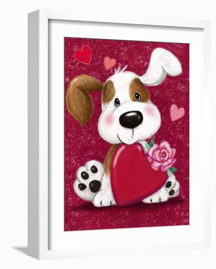 Valentine's Dog-MAKIKO-Framed Giclee Print