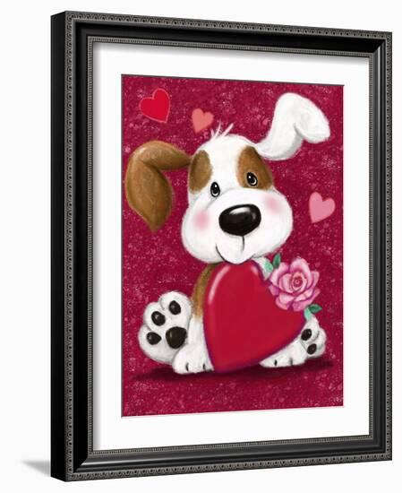 Valentine's Dog-MAKIKO-Framed Giclee Print