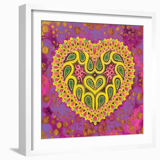 Valentine's Folk Heart on Pink, 2016 (Oil on Canvas)-Jane Tattersfield-Framed Giclee Print