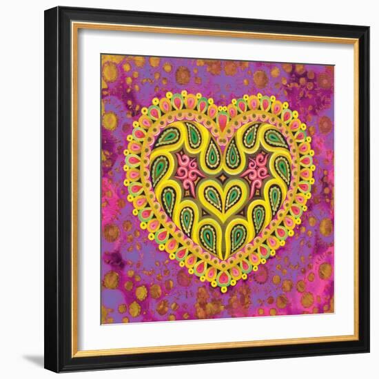 Valentine's Folk Heart on Pink, 2016 (Oil on Canvas)-Jane Tattersfield-Framed Giclee Print