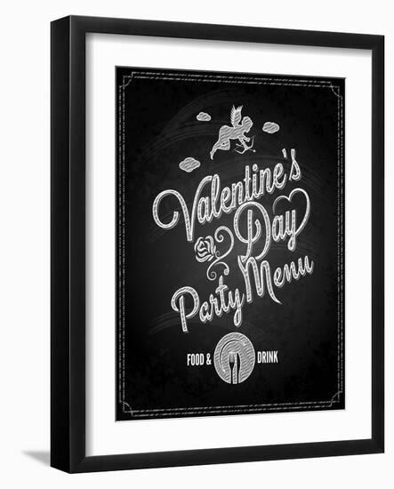 Valentines Day Chalkboard Menu Background-Pushkarevskyy-Framed Art Print