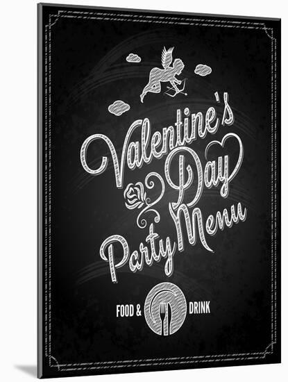 Valentines Day Chalkboard Menu Background-Pushkarevskyy-Mounted Art Print