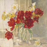 Red Tulips and Daffodils-Valeriy Chuikov-Giclee Print