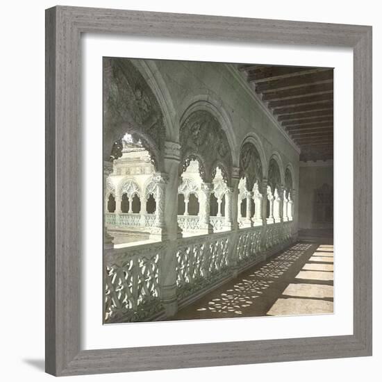 Valladolid (Spain), the Gallery with Twisted Columns on the Patio of the Colegio De San Gregorio-Leon, Levy et Fils-Framed Photographic Print