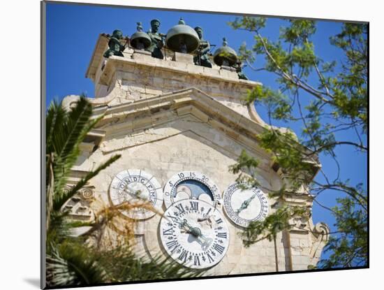 Valletta, Clock Tower of Grand Master's Palace in Centre of Old Walled City of Valletta, Malta-John Warburton-lee-Mounted Photographic Print