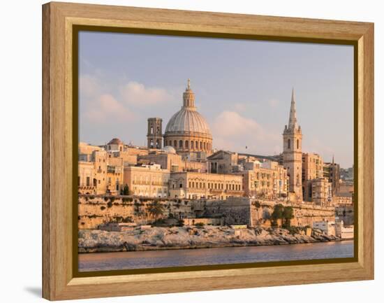 Valletta During Sunset and Marsamxett Harbor, Malta-Martin Zwick-Framed Premier Image Canvas