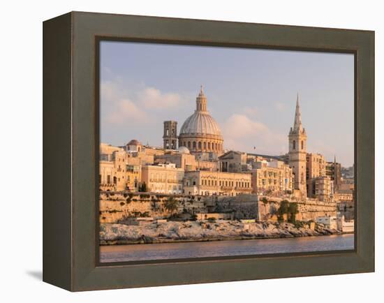 Valletta During Sunset and Marsamxett Harbor, Malta-Martin Zwick-Framed Premier Image Canvas