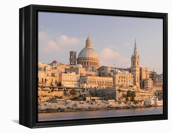 Valletta During Sunset and Marsamxett Harbor, Malta-Martin Zwick-Framed Premier Image Canvas