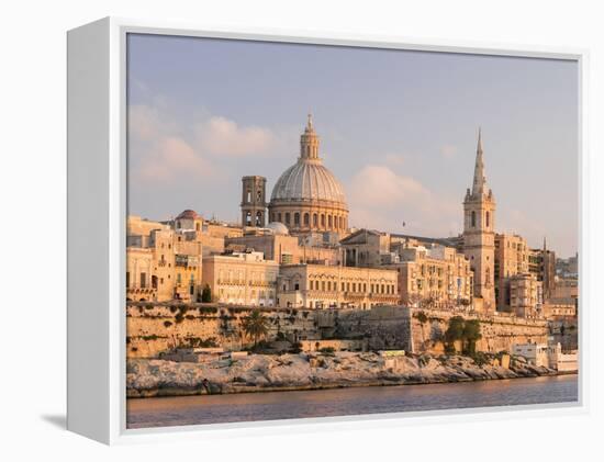 Valletta During Sunset and Marsamxett Harbor, Malta-Martin Zwick-Framed Premier Image Canvas