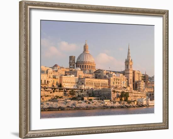 Valletta During Sunset and Marsamxett Harbor, Malta-Martin Zwick-Framed Photographic Print