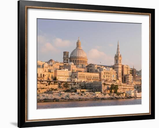 Valletta During Sunset and Marsamxett Harbor, Malta-Martin Zwick-Framed Photographic Print