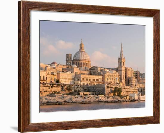 Valletta During Sunset and Marsamxett Harbor, Malta-Martin Zwick-Framed Photographic Print