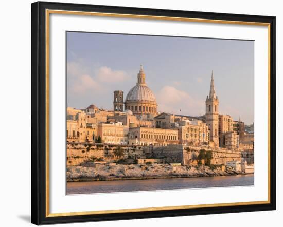 Valletta During Sunset and Marsamxett Harbor, Malta-Martin Zwick-Framed Photographic Print