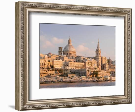 Valletta During Sunset and Marsamxett Harbor, Malta-Martin Zwick-Framed Photographic Print