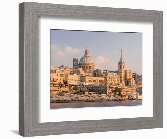 Valletta During Sunset and Marsamxett Harbor, Malta-Martin Zwick-Framed Photographic Print