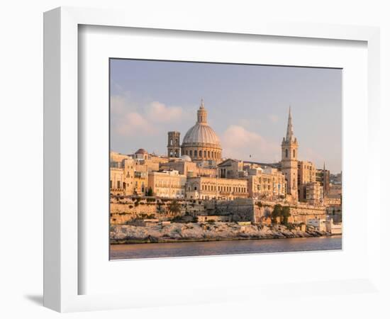 Valletta During Sunset and Marsamxett Harbor, Malta-Martin Zwick-Framed Photographic Print