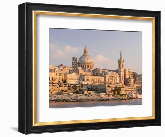 Valletta During Sunset and Marsamxett Harbor, Malta-Martin Zwick-Framed Photographic Print