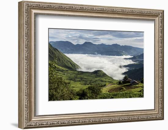 Valley filled with cloud in Andes central highlands, hiding the Nariz del Diablo railway below Chun-Tony Waltham-Framed Photographic Print