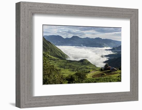 Valley filled with cloud in Andes central highlands, hiding the Nariz del Diablo railway below Chun-Tony Waltham-Framed Photographic Print