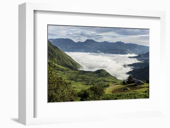 Valley filled with cloud in Andes central highlands, hiding the Nariz del Diablo railway below Chun-Tony Waltham-Framed Photographic Print