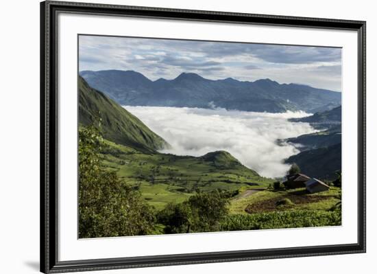 Valley filled with cloud in Andes central highlands, hiding the Nariz del Diablo railway below Chun-Tony Waltham-Framed Photographic Print