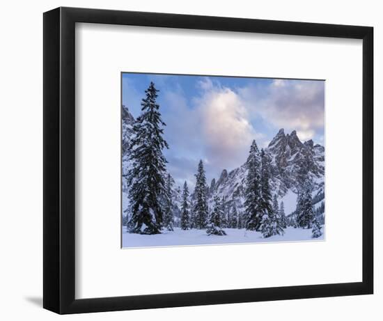 Valley Fischleintal in Winter, Mt Einserkofel. Sexten Dolomites, Italy-Martin Zwick-Framed Photographic Print
