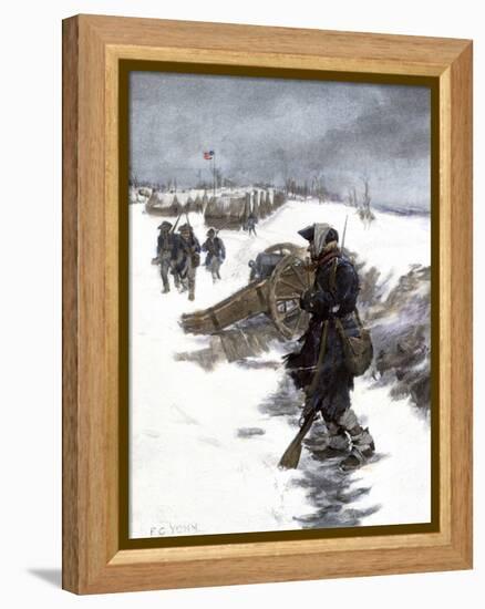 Valley Forge Soldier on Picket Duty in the Snow, Awaiting His Relief Shift, American Revolution-null-Framed Premier Image Canvas