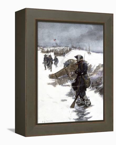 Valley Forge Soldier on Picket Duty in the Snow, Awaiting His Relief Shift, American Revolution-null-Framed Premier Image Canvas