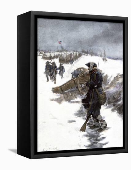 Valley Forge Soldier on Picket Duty in the Snow, Awaiting His Relief Shift, American Revolution-null-Framed Premier Image Canvas