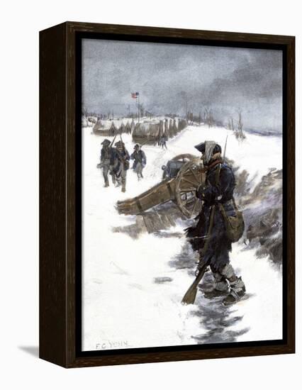 Valley Forge Soldier on Picket Duty in the Snow, Awaiting His Relief Shift, American Revolution-null-Framed Premier Image Canvas